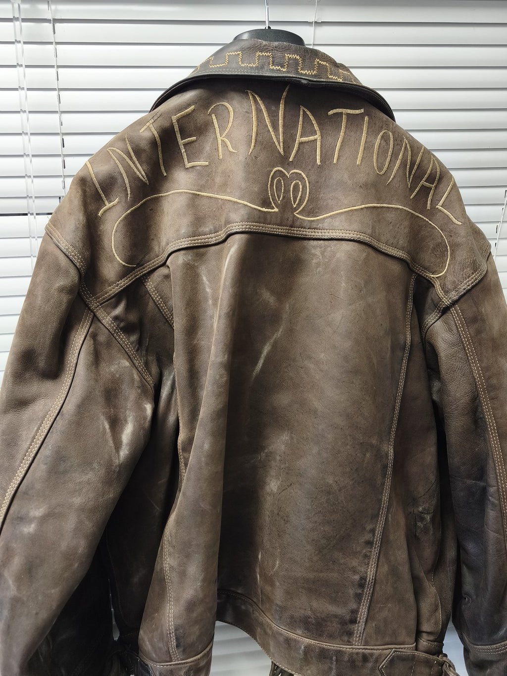 Veste blouson cuir vintage XXL ancien homme Leather Garment rétro collection