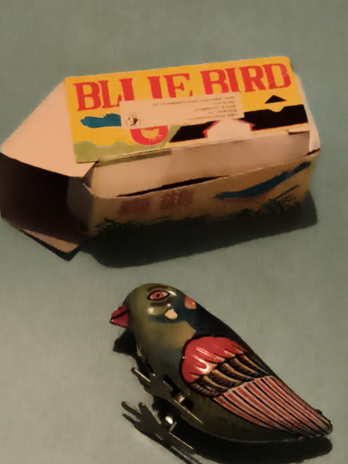 Oiseau mécanique vintage tôle BLU E BIRD boîte d'origine jouet ancien