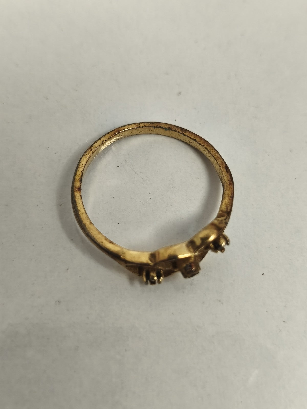 Bague ancienne plaquée or motif serpents entrelacés vintage rétro