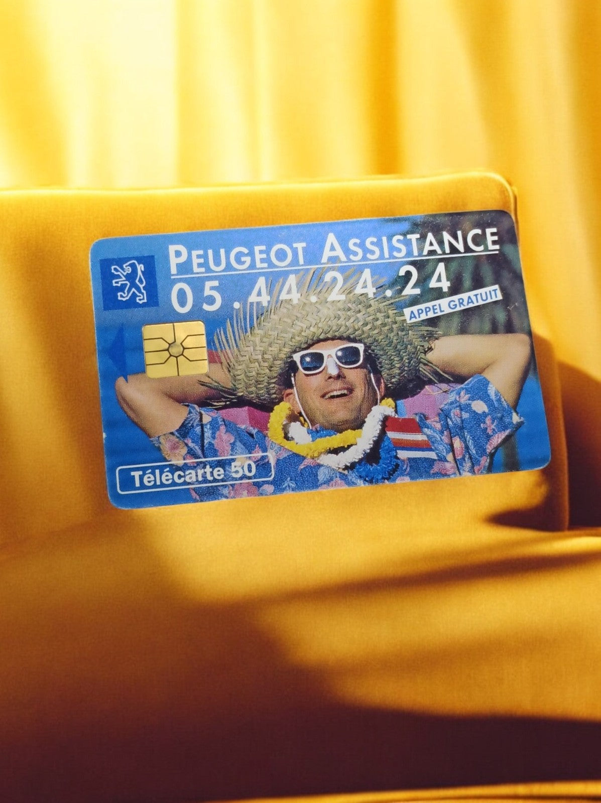 Télécarte Peugeot Assistance vintage, carte téléphonique 50 unités, années 90