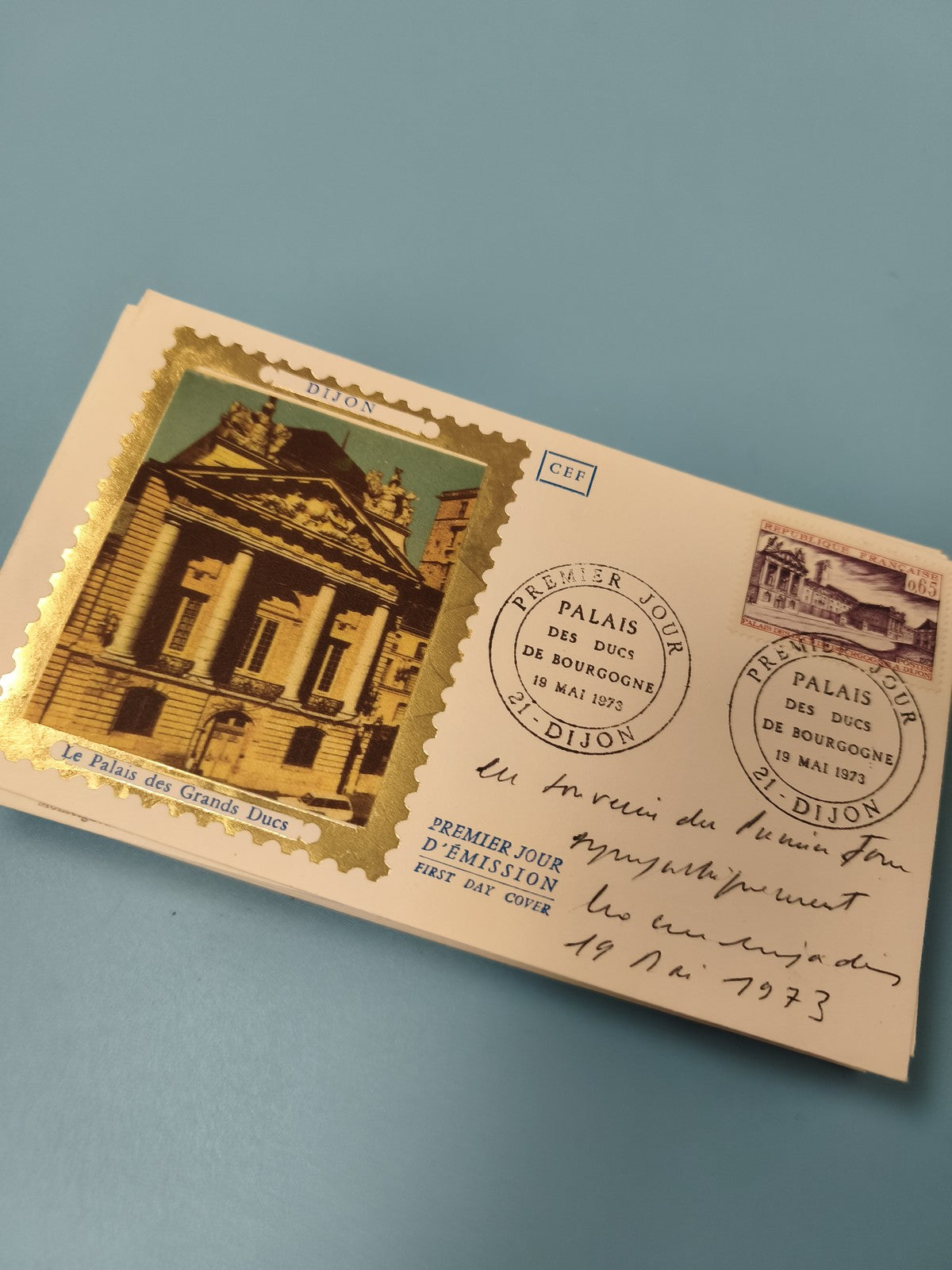 Enveloppe Premier Jour d?émission FDC Dijon Palais des Ducs visuel doré