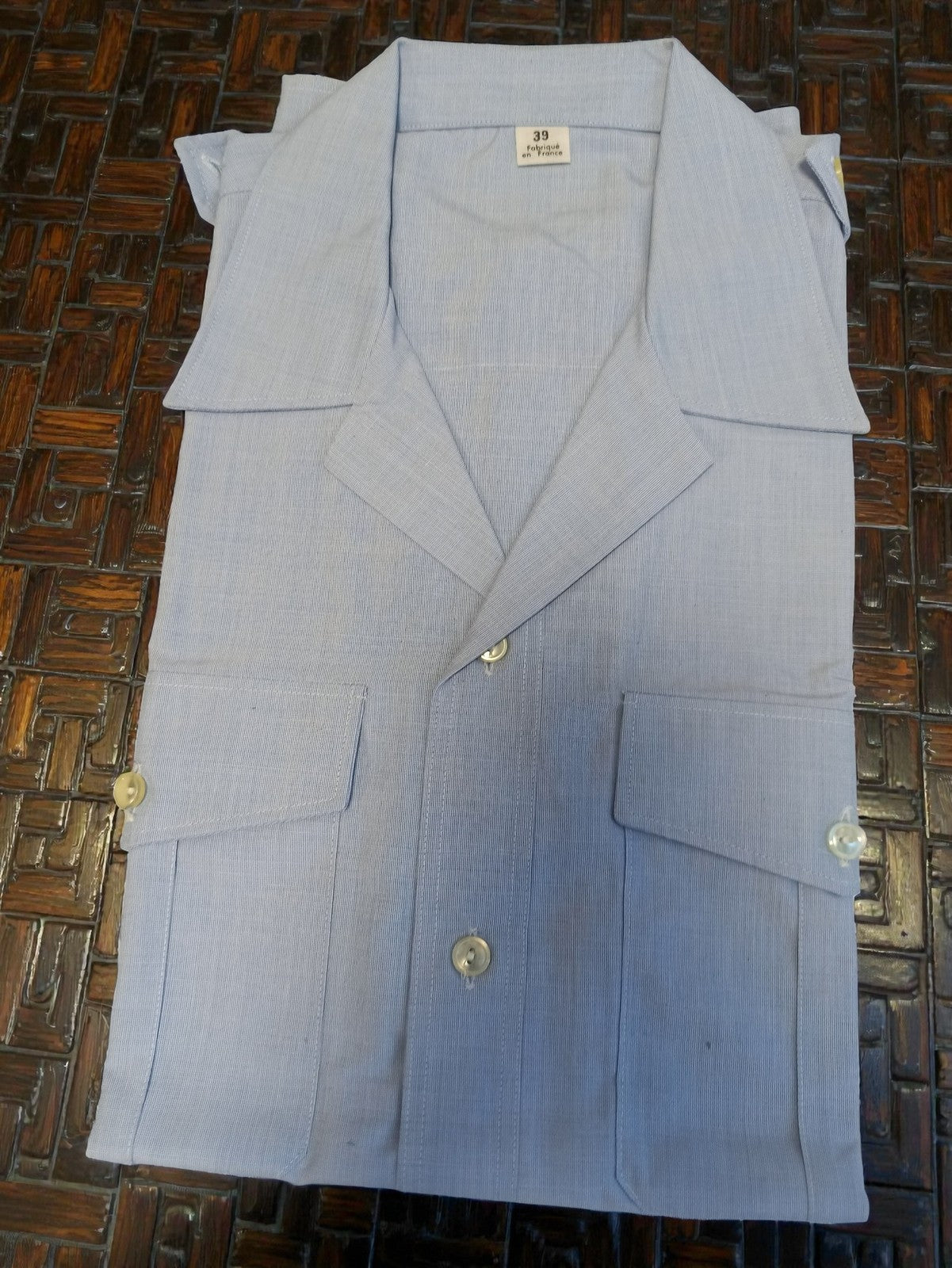 Chemise militaire ancienne vintage authentique, vêtement militaria rétro collect