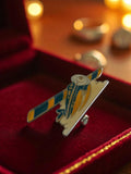 Pin's avion publicitaire vintage édition limitée, émail bleu jaune rare