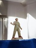 Figurine ancienne Starlux ouvrier rétro, personnage vintage peinture usée
