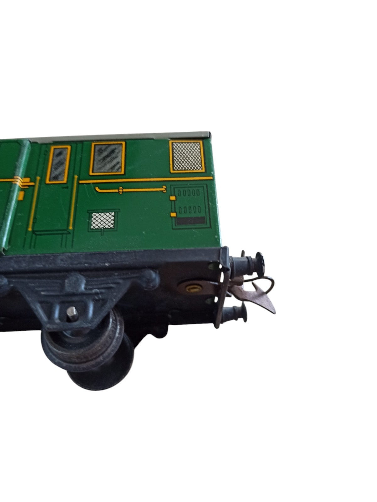 Wagon fourgon vert tôle ancien train jouet vintage État SNCF déco
