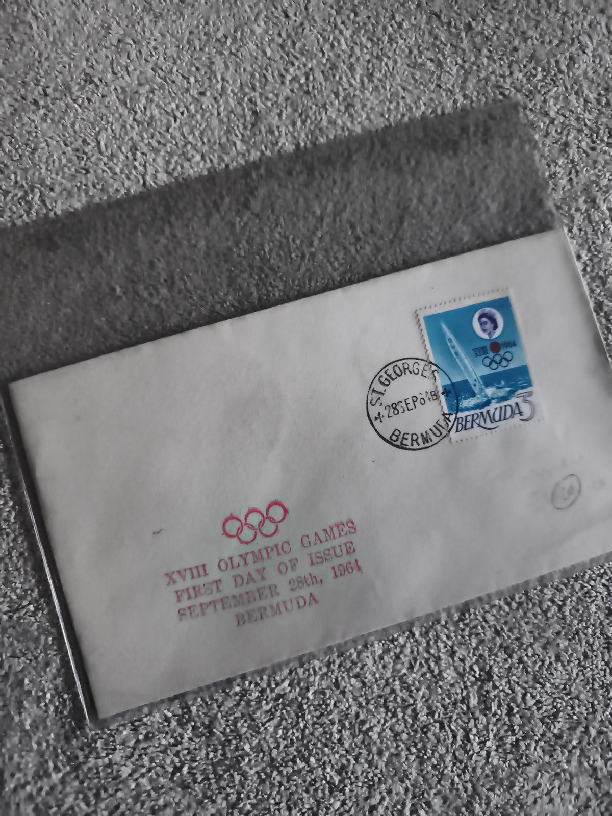 Lettre premier jour Jeux Olympiques 1964 Bermudes timbre voilier philatélie (Ref