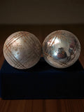 Paire boules pétanque Obut vintage ancien jeu rétro finition métallique