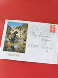 Enveloppe philatélie Ardèche, affranchie, illustration Pont naturel, cachet Fran