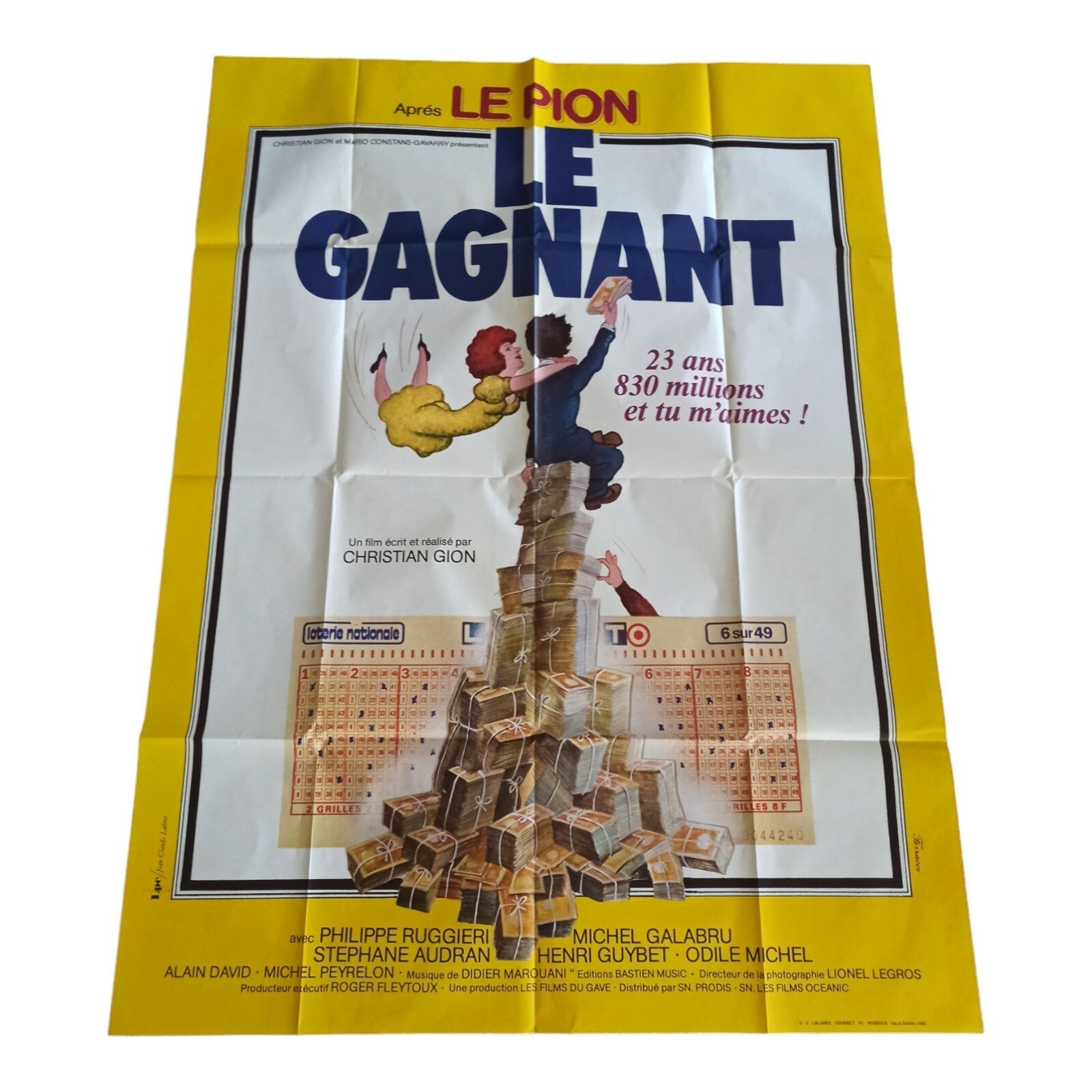 Affiche cinéma française vintage 1979 Le Gagnant Christian Gion 120x160 cm