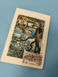 Carte postale Monaco timbre illustré paysage coloré philatélie