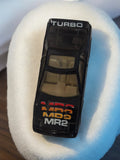 Voiture miniature vintage MR2 Turbo noire, modèle rétro déco