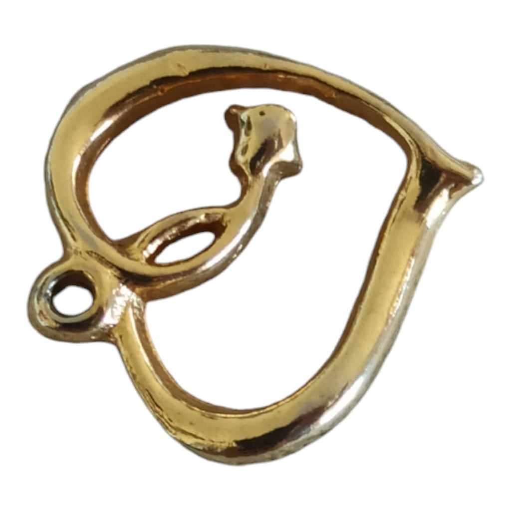 Pendentif cœur doré fantaisie cristal clair, bijou artisanal délicat