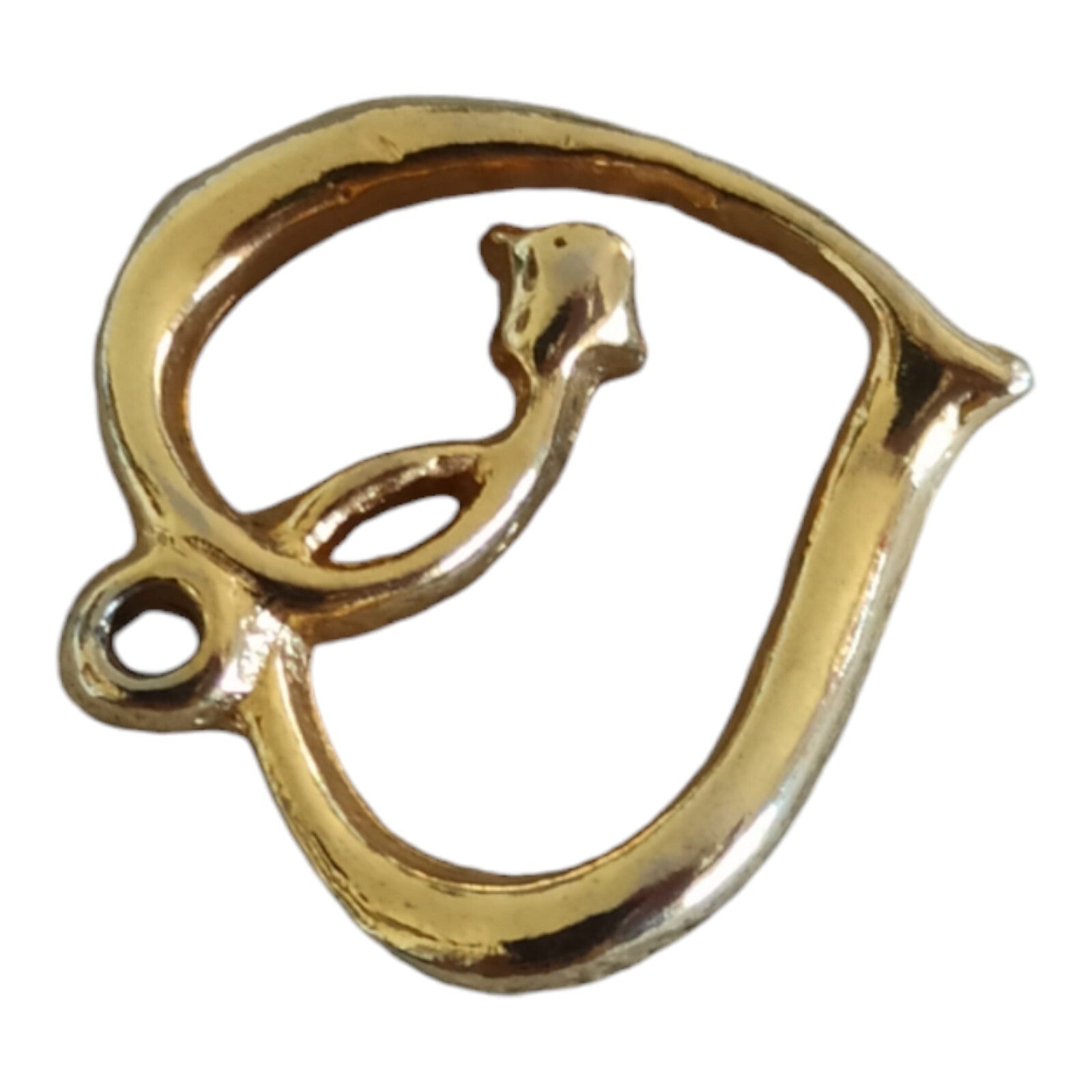 Pendentif cœur doré fantaisie cristal clair, bijou artisanal délicat