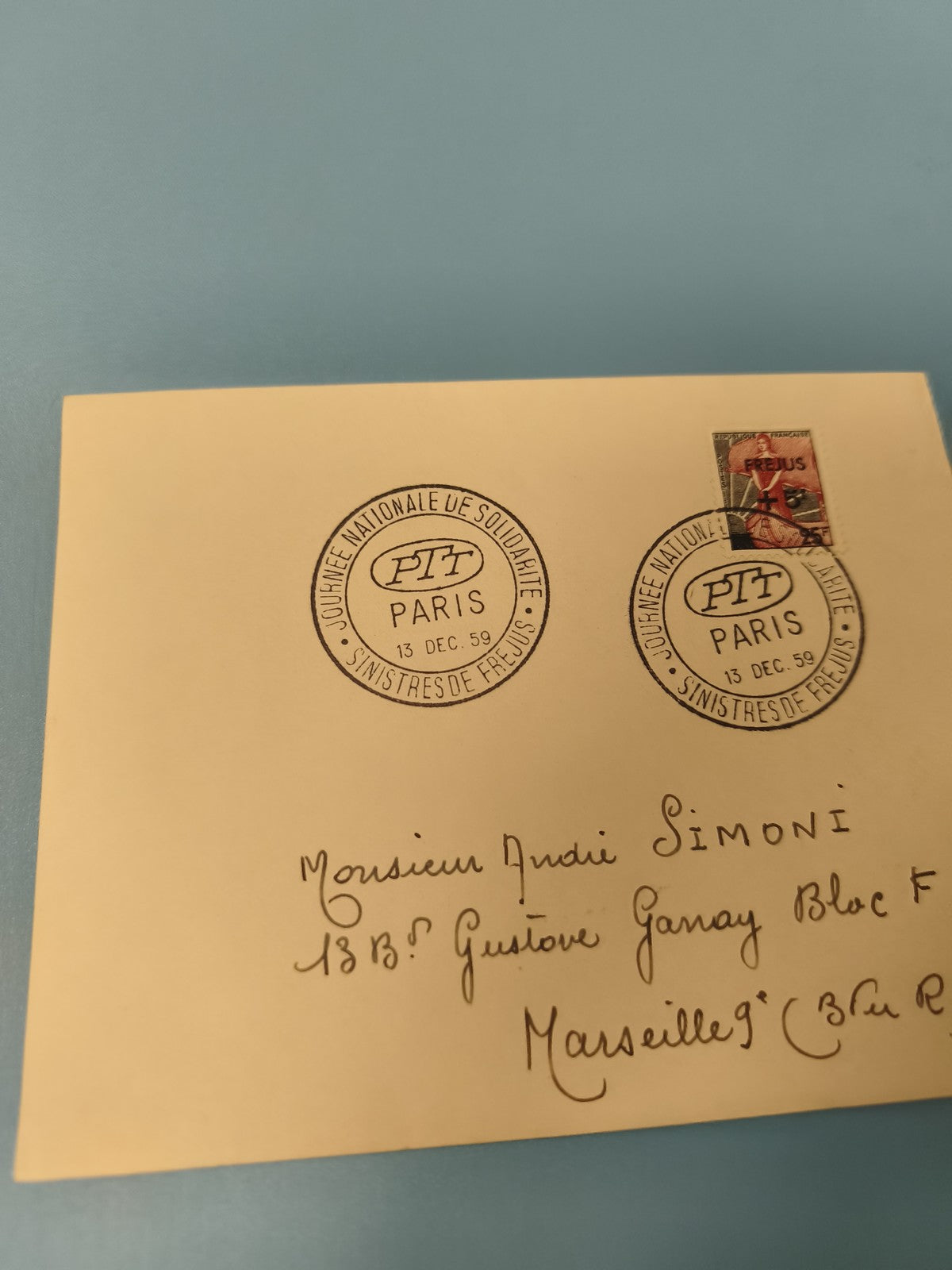 Ancienne enveloppe philatélie Paris 1959 timbre oblitéré collection vintage
