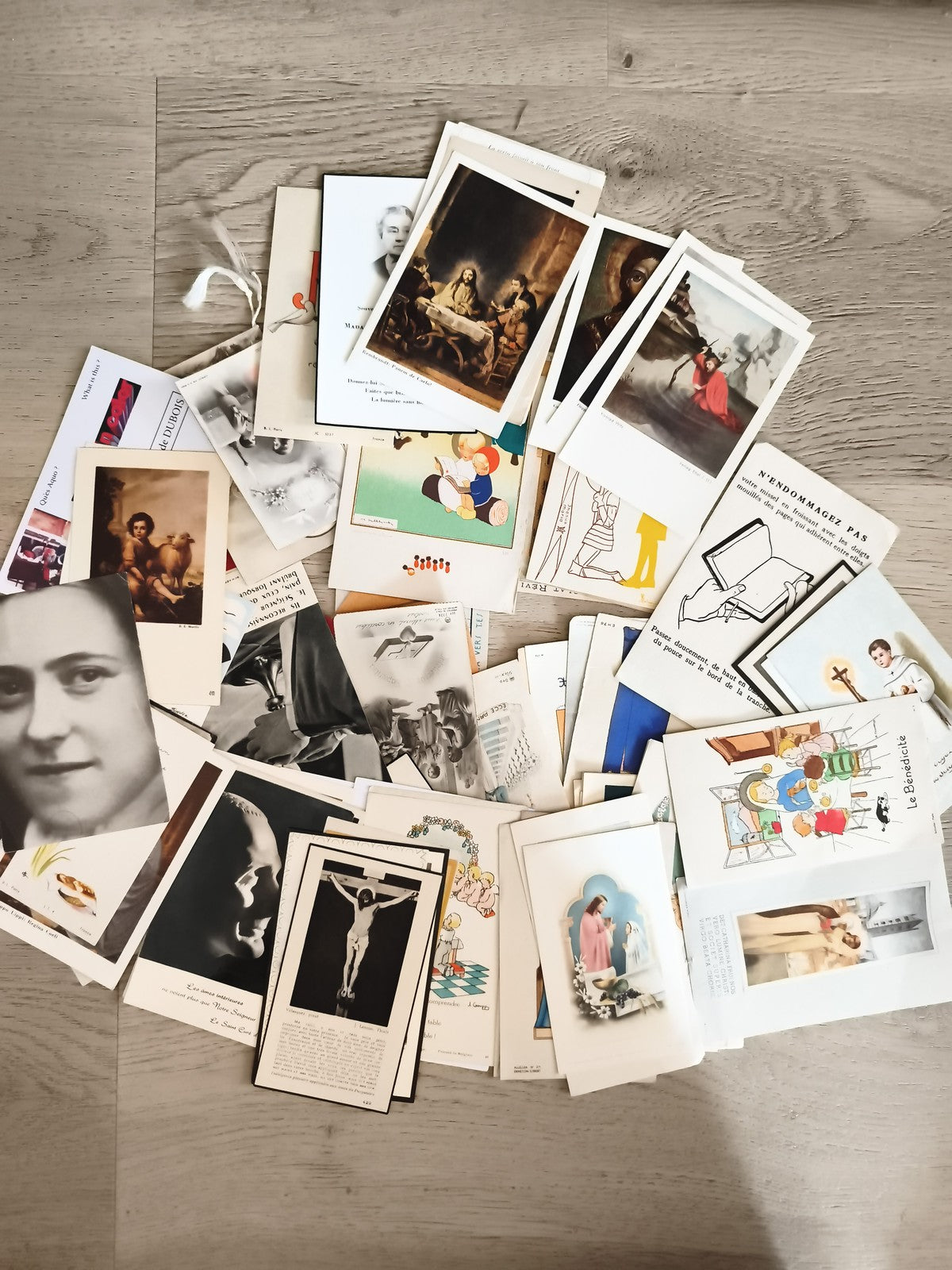 Lot ancien images pieuses, souvenirs religieux, chromos, cartes prière vintage