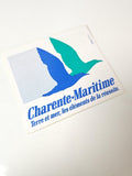 Ancien autocollant publicitaire rétro Charente Maritime grand format collection