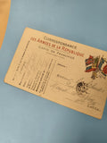 Ancienne carte postale militaire Armées de la République, drapeaux, correspondan