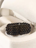 Bracelet vintage large perles noires rétro bijou fantaisie ancien original