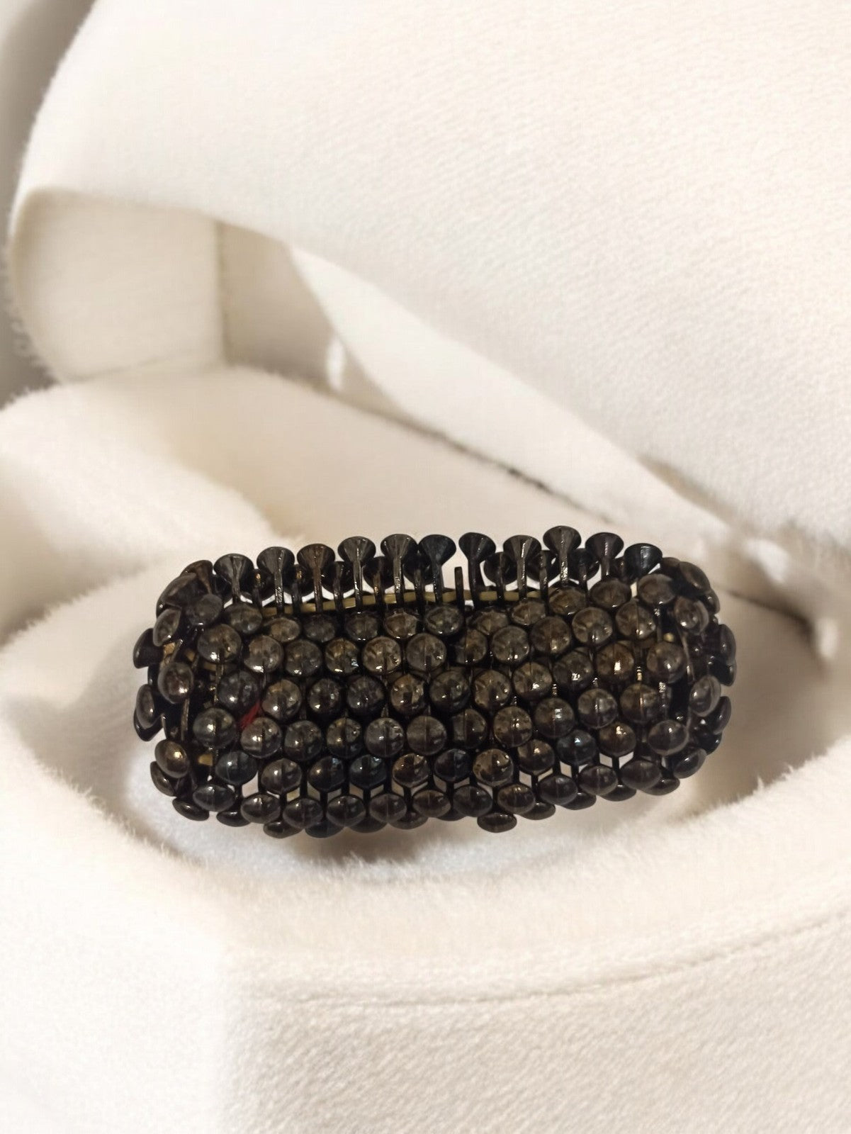 Bracelet vintage large perles noires rétro bijou fantaisie ancien original