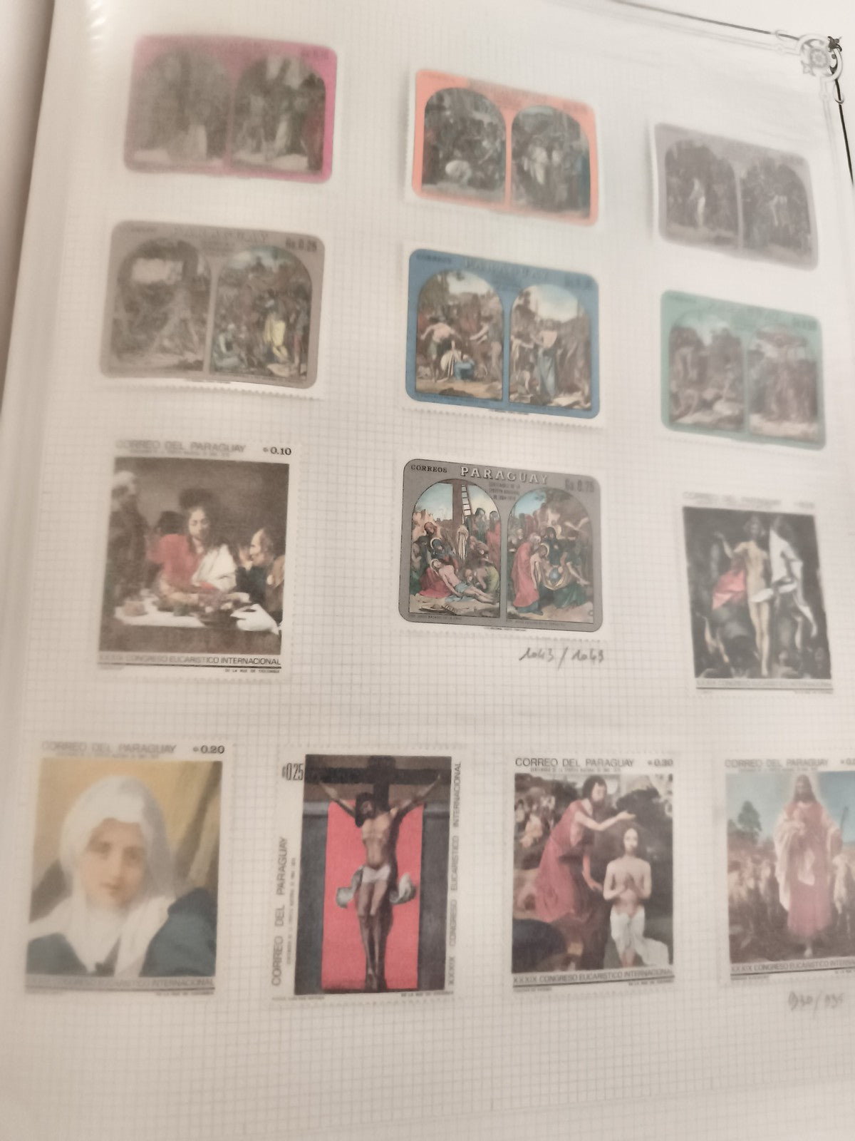 Timbres anciens Paraguay art religieux x12 – philatélie vintage – scènes bibliqu