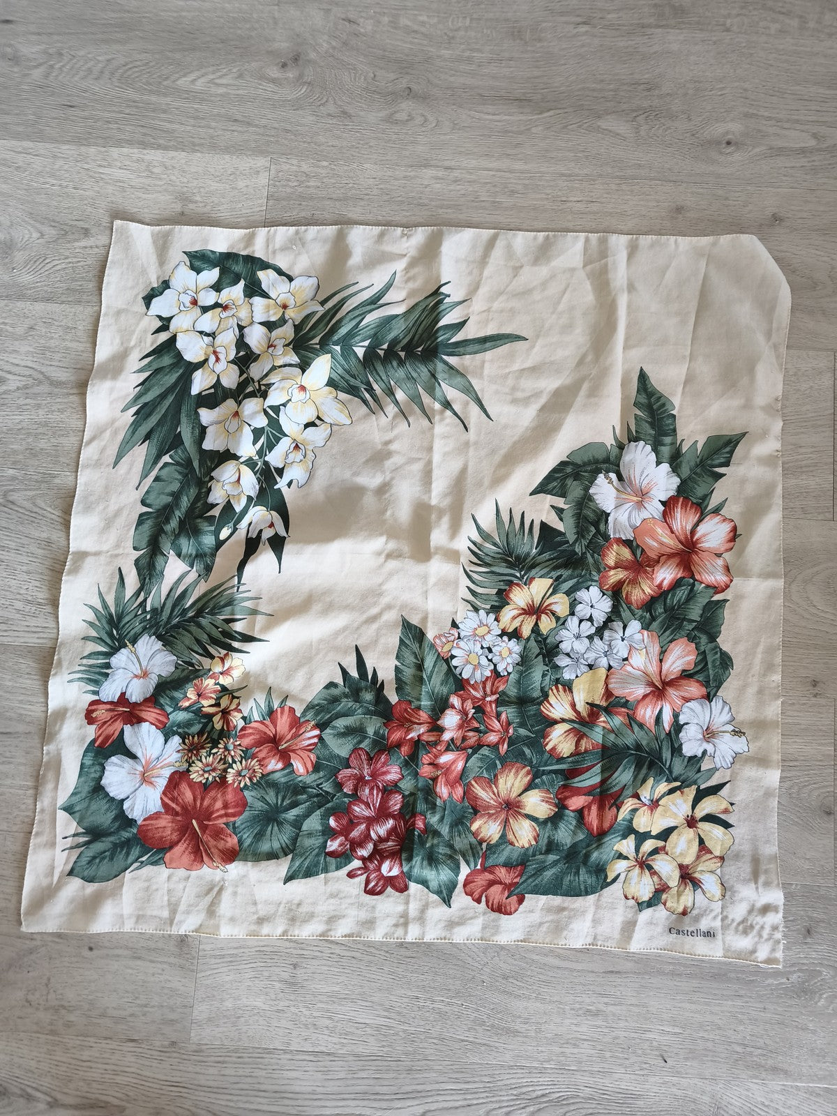 Foulard ancien Castellani rétro, accessoire vintage élégant pour collectionneur