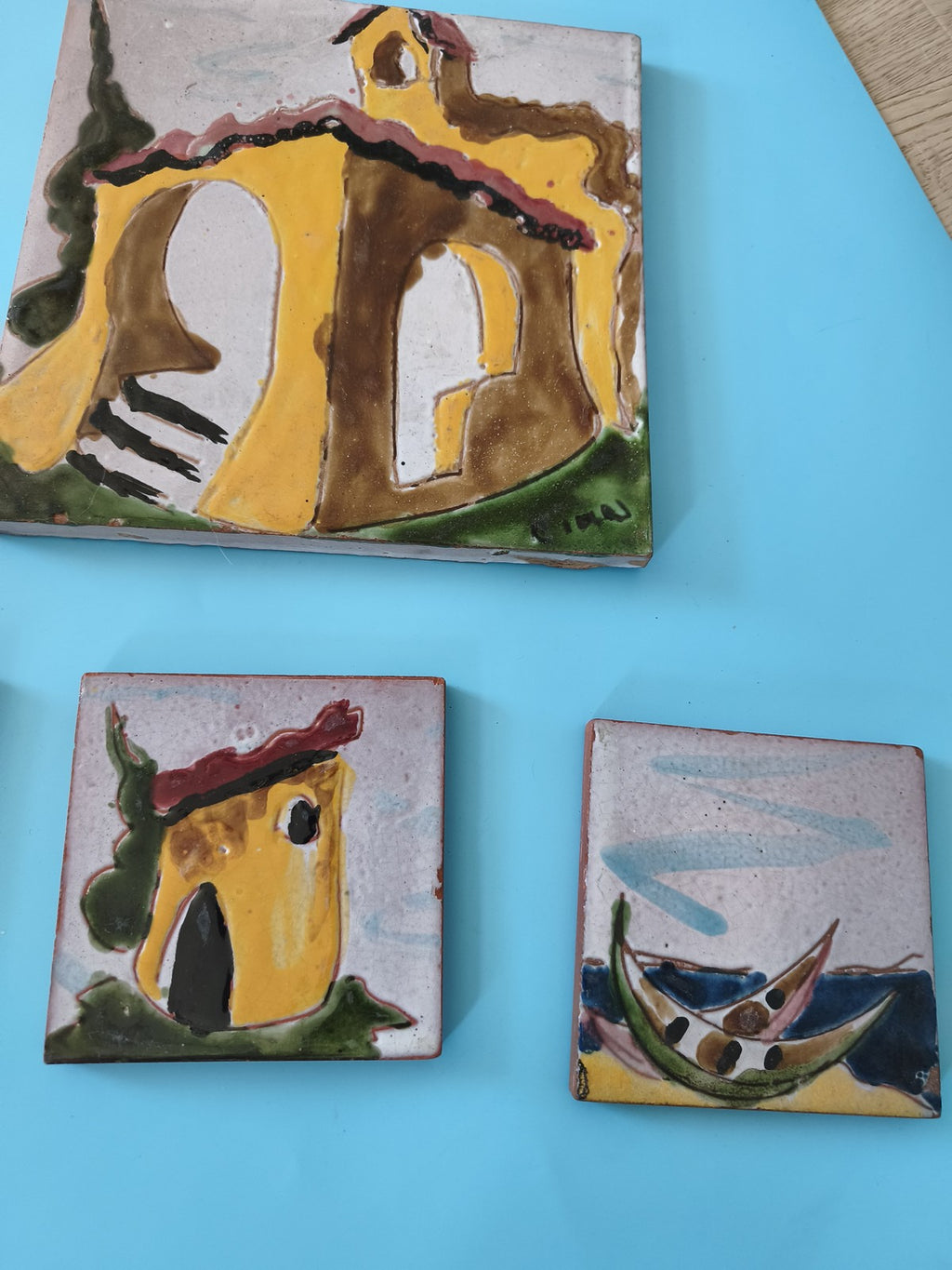 Lot ancien de carreaux céramique signés Aubagne vintage déco rétro collection