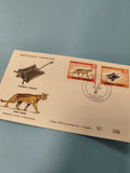 Enveloppe FDC Gabon 1970 écureuil volant chat doré timbres illustrés animaux