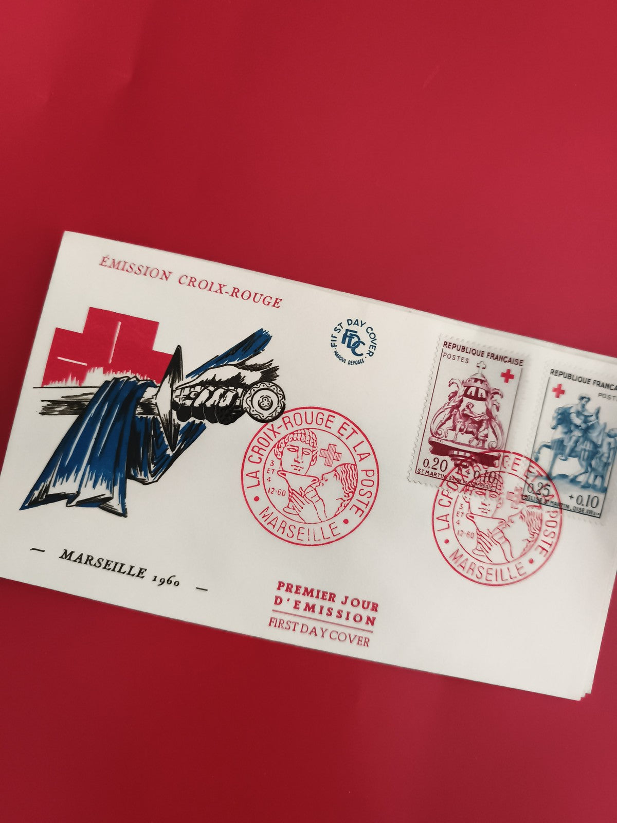 Lettre FDC Croix-Rouge Marseille 1960 timbres France philatélie premier jour