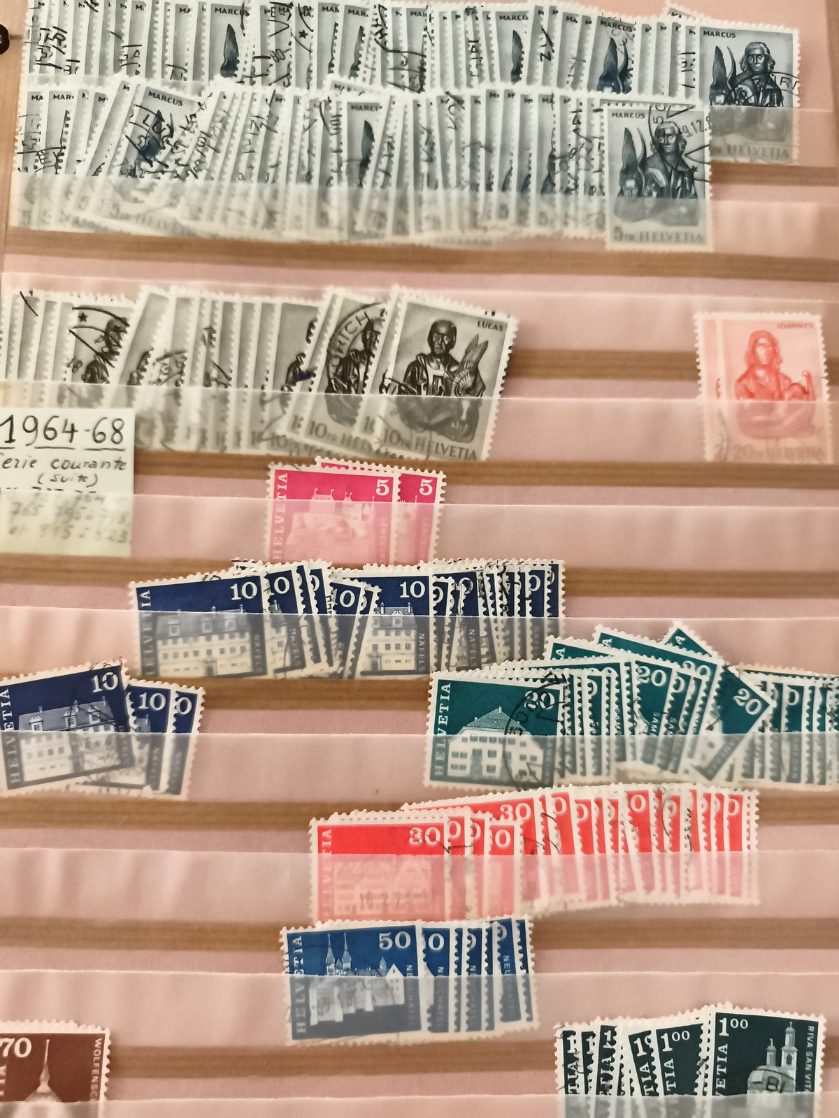 Timbres oblitérés Suisse Helvetia 1964-68 séries courantes lot philatélie