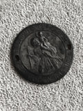 Médaille ancienne Saint Christophe ronde, plaque religieuse, métal foncé