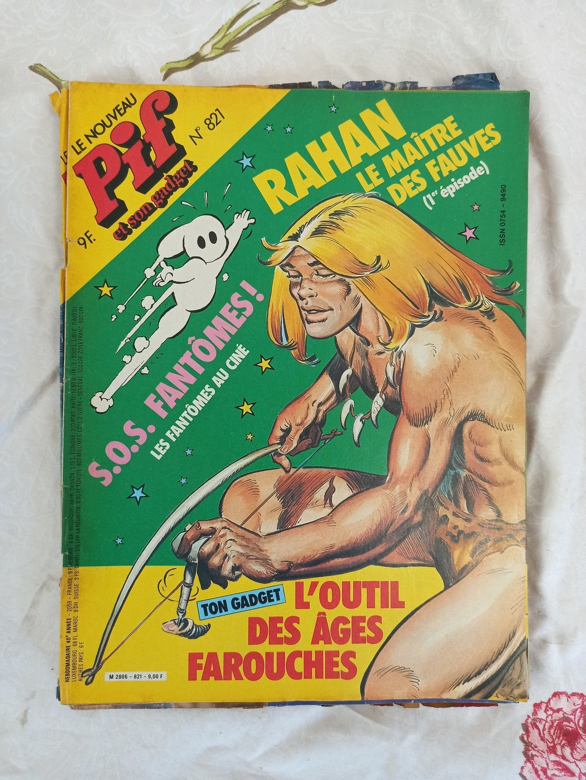 Magazine Pif Gadget n°821 Rahan vintage 1984 couverture verte ancien