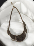 Collier vintage rétro, maille texturée, finition bronze, bijou fantaisie ancien