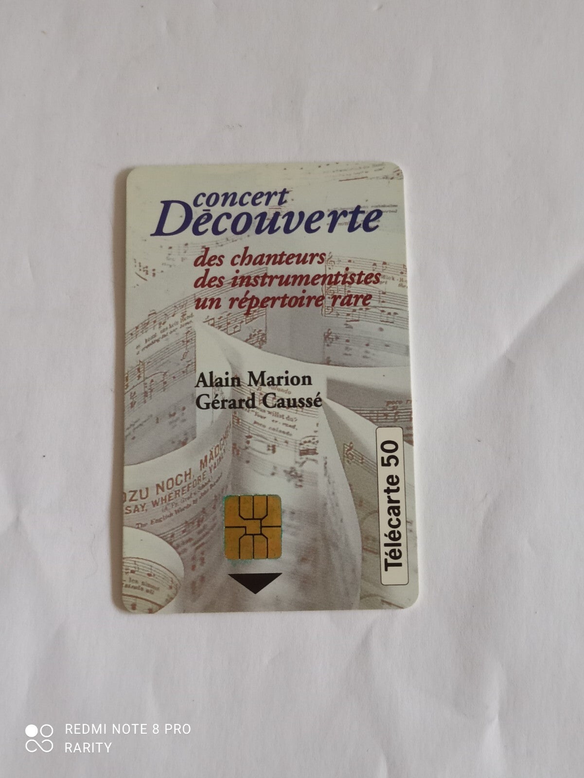 Carte téléphonique vintage Concert Découverte Alain Marion Gérard Caussé 50 unit