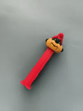 Distributeur Pez personnage nain rouge jaune, bonbon, figurine jouet rétro