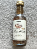 Mignonnette whisky St Michael Highland 10 ans vintage partiellement pleine 5cl
