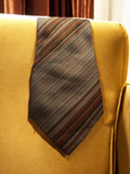 Cravate vintage Fusaro rayée marron gris style classique rétro