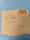 Ancienne enveloppe oblitérée début XXe, timbres orange, Somme Amiens philatélie