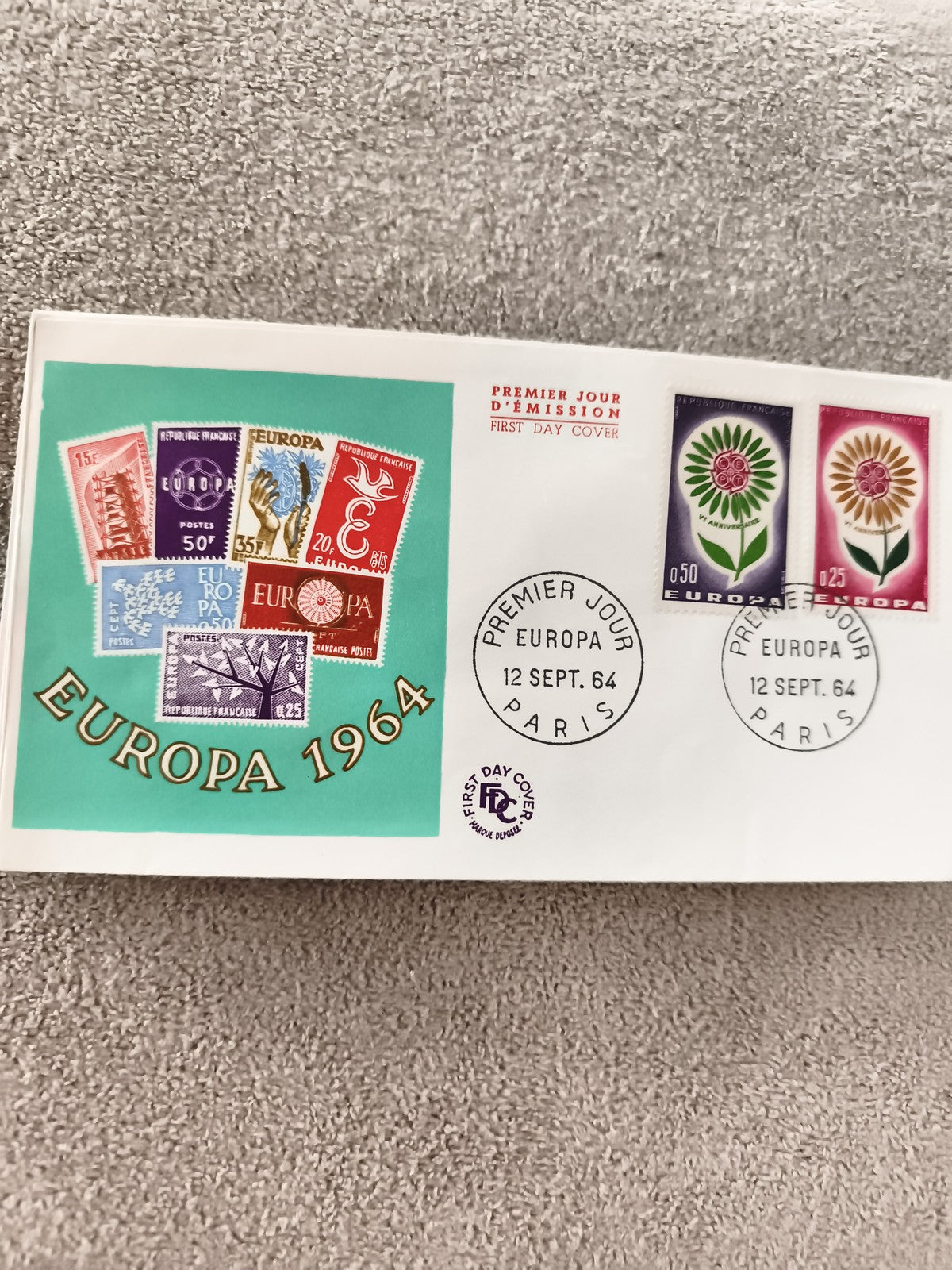 Lettre FDC Europa 1964 France premier jour Paris timbres anciens philatélie