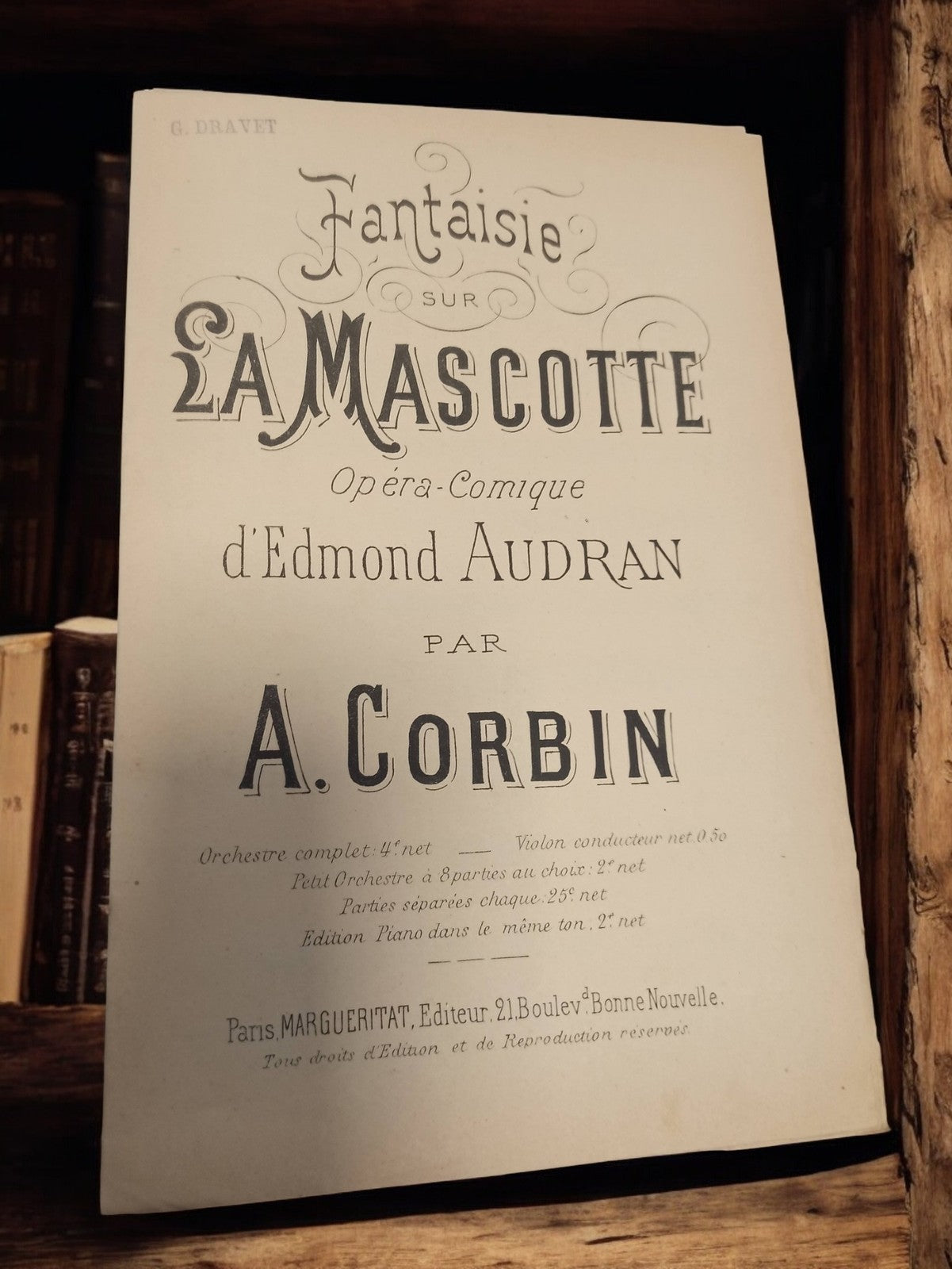Partition ancienne Fantaisie sur La Mascotte Edmond Audran opéra-comique vintage