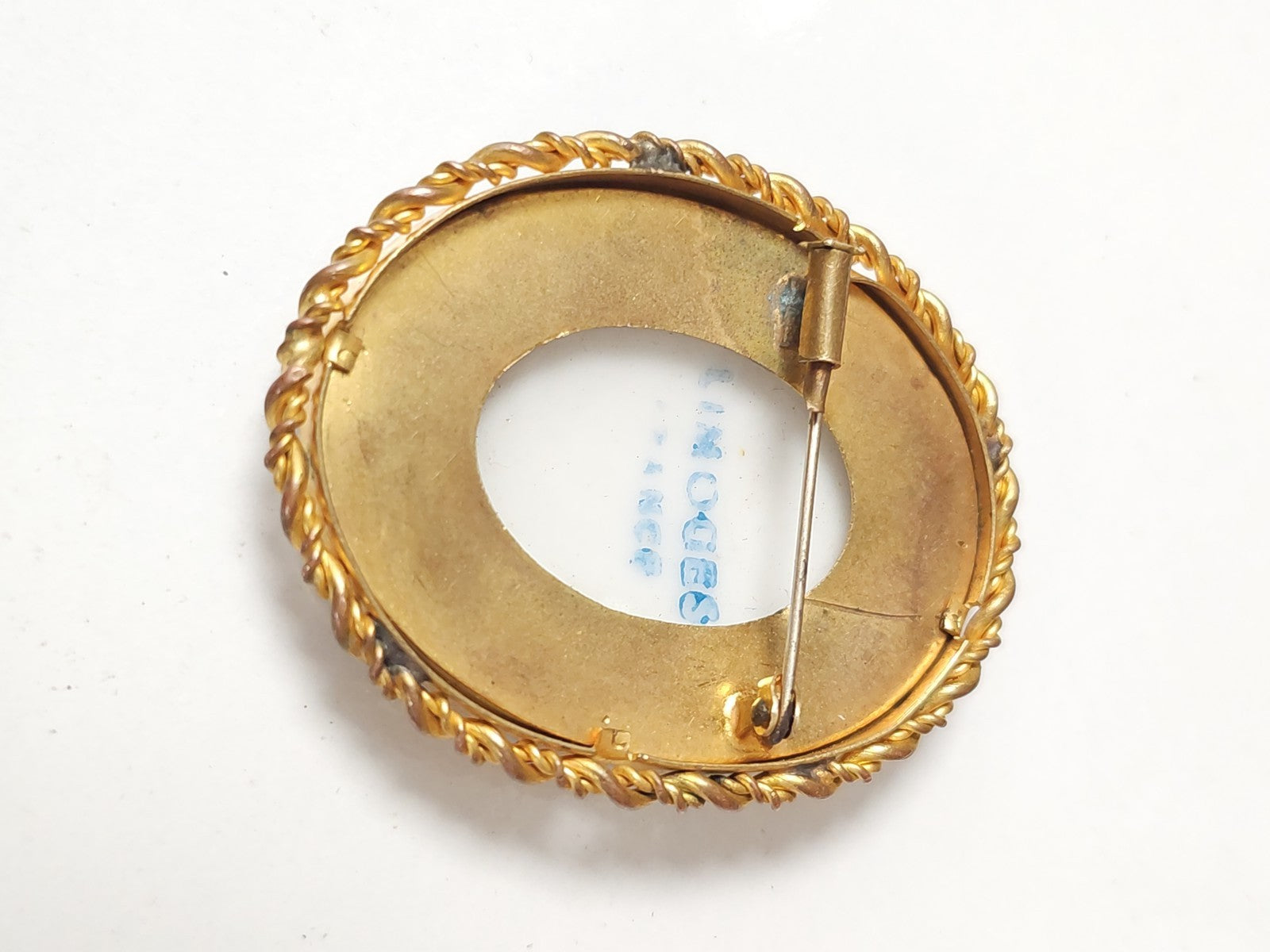 Vintage antique Limoges hand-painted brooch, retro jewelry collection France
