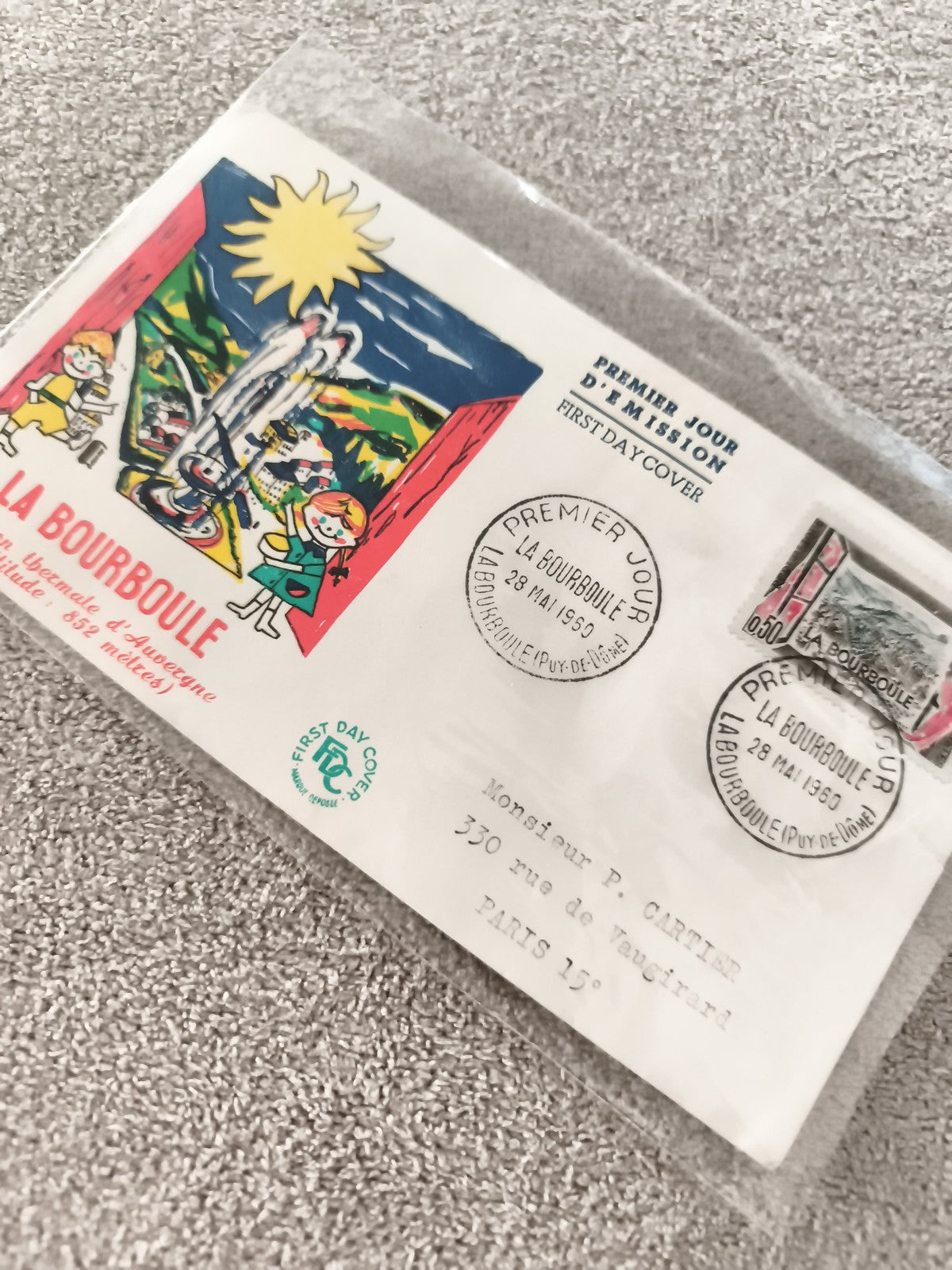 Lettre premier jour La Bourboule 1990 FDC illustration enfant philatélie ancienn