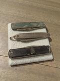 Couteaux pliants vintage années 70, lot de 3 anciens, manche marbré