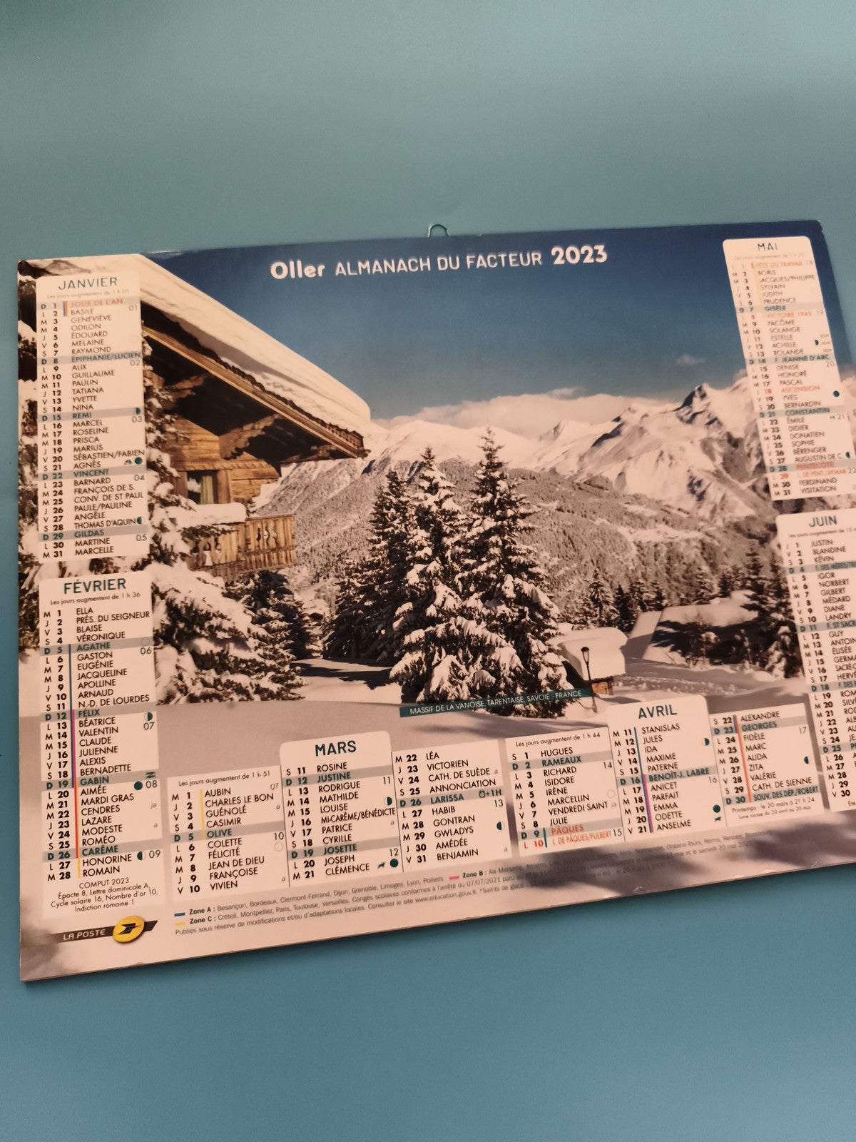 Almanach du facteur 2023 Oller La Poste paysage neige calendrier mural