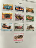 Timbres Togo oblitérés papillons et voitures anciennes Rép. Togolaise philatélie