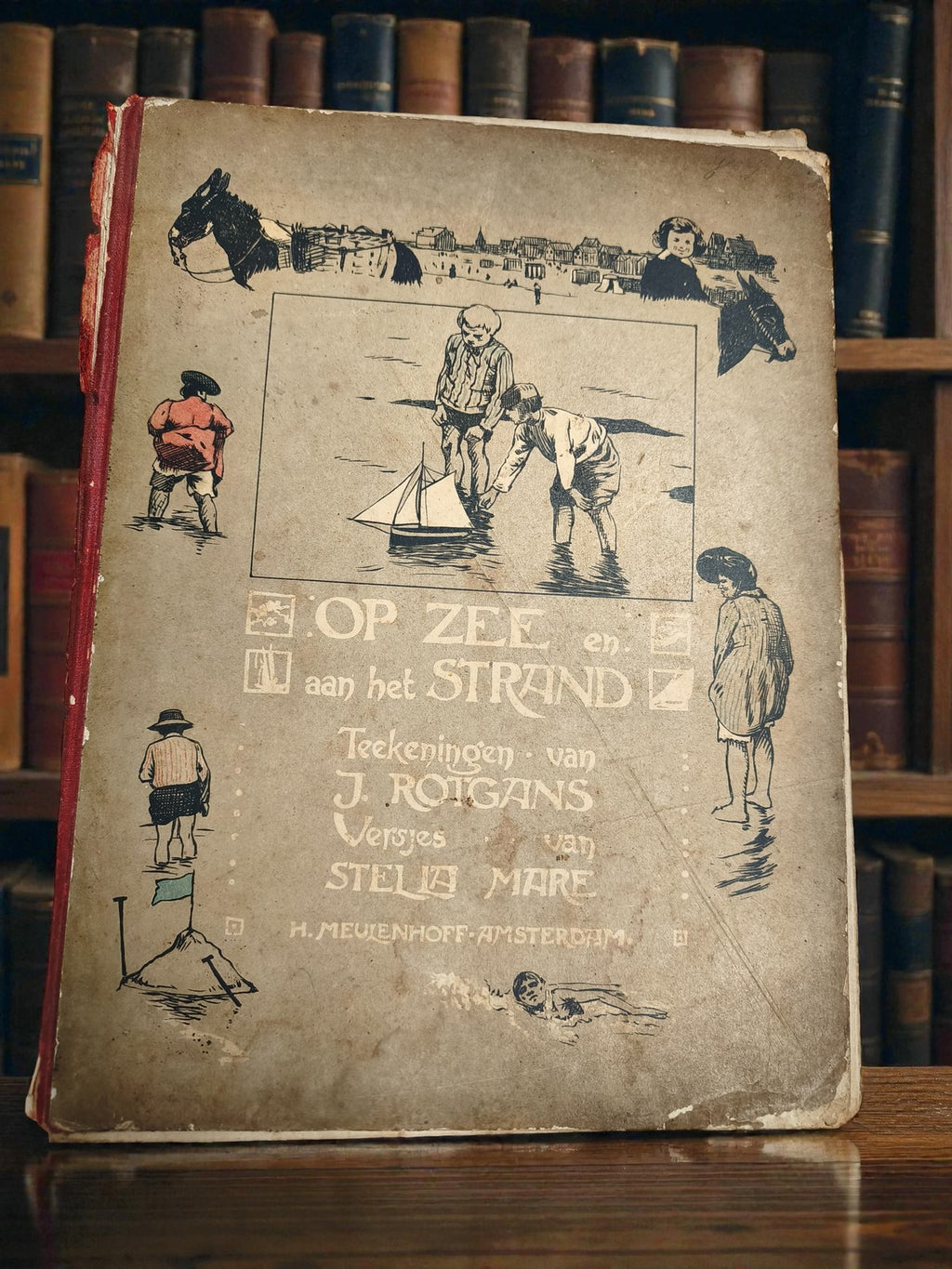 Livre ancien OP ZEE aan het STRAND J. Rotgans Stelia Mare vintage illustré rare