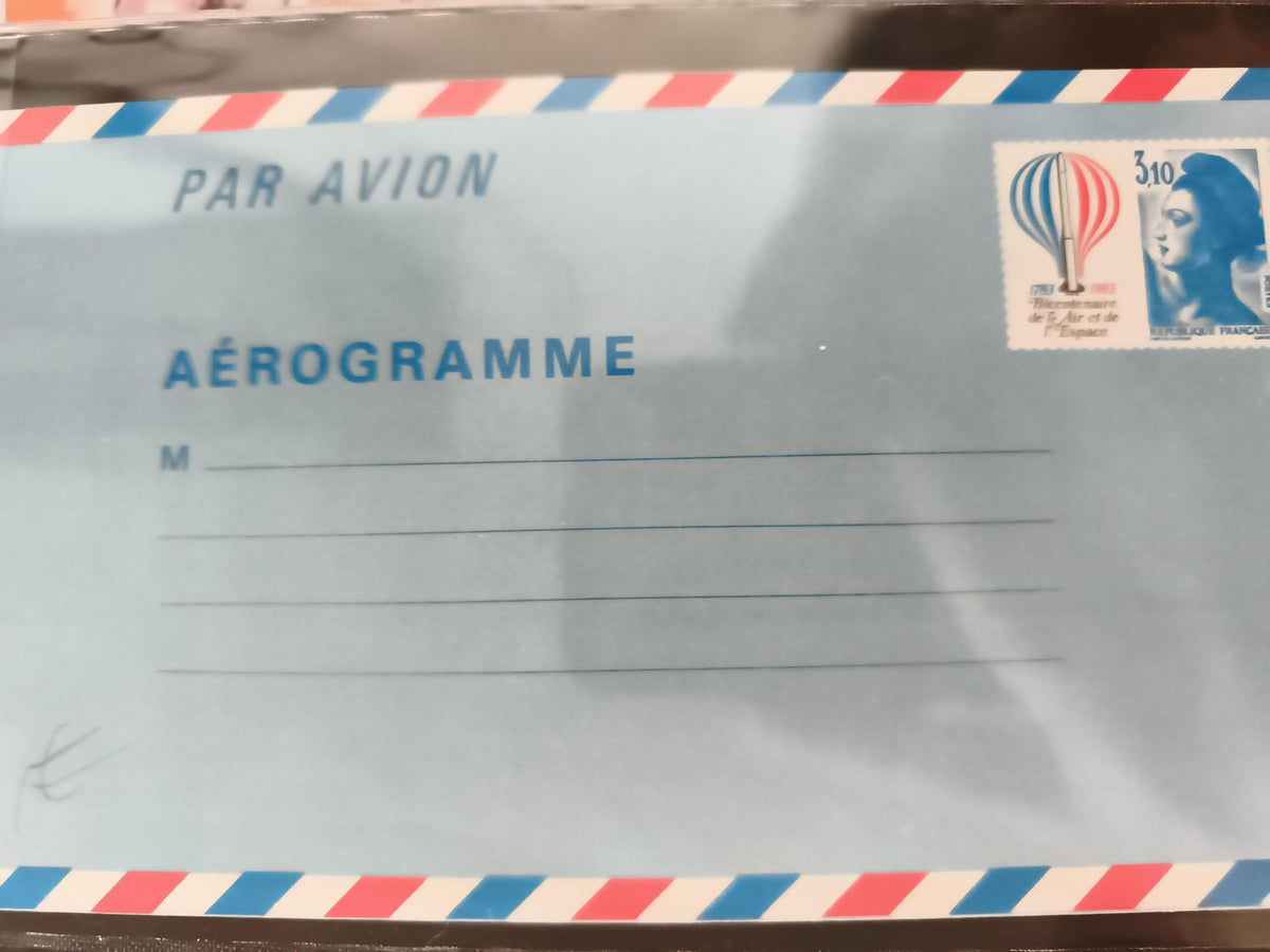 Aérogramme ancien France avion affranchi Marianne ballon 3,10 philatélie