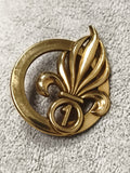 Insigne militaire ancien flamme dorée chiffre 1 médaille vintage armée France