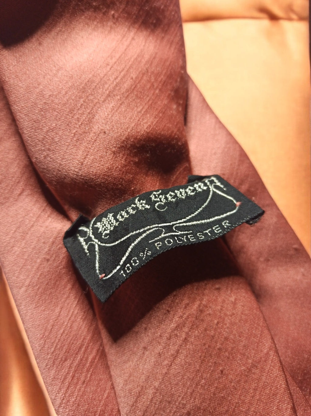Cravate vintage Mark Seven marron unie style classique rétro années 70