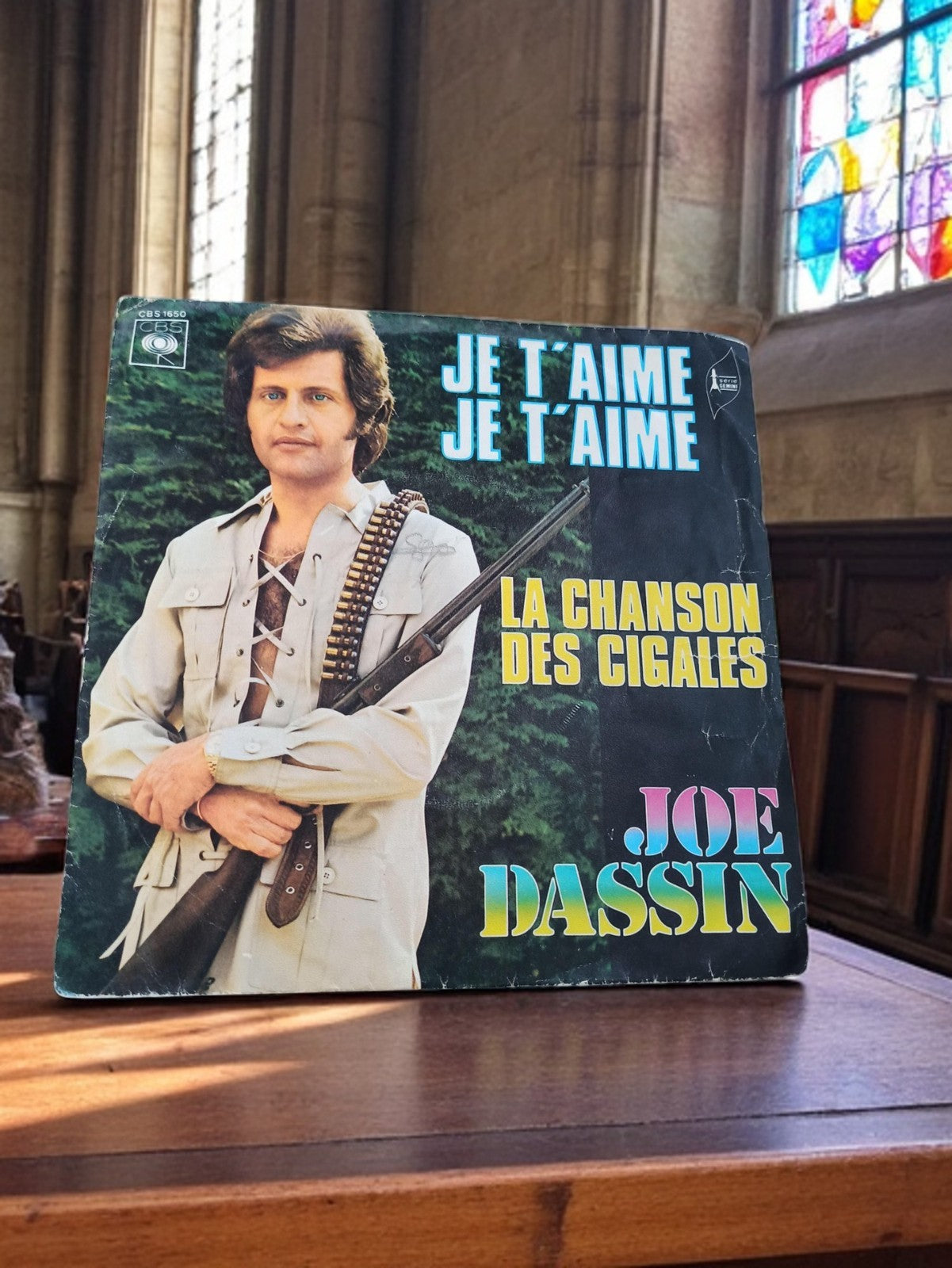 Vinyle 45 tours vintage Joe Dassin Je t’aime / La chanson des cigales CBS