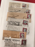 Lot de fragments d’enveloppes oblitérées France thèmes villes timbres Marianne
